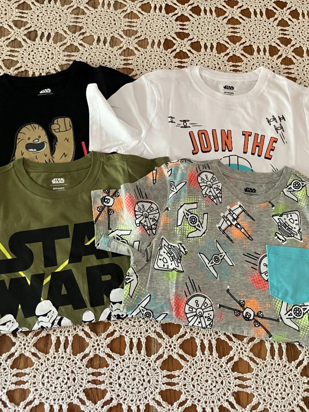 New Amazon Essentials Children’s Sz. M (8) 4 Star Wars Short Sleeve T-Shirts